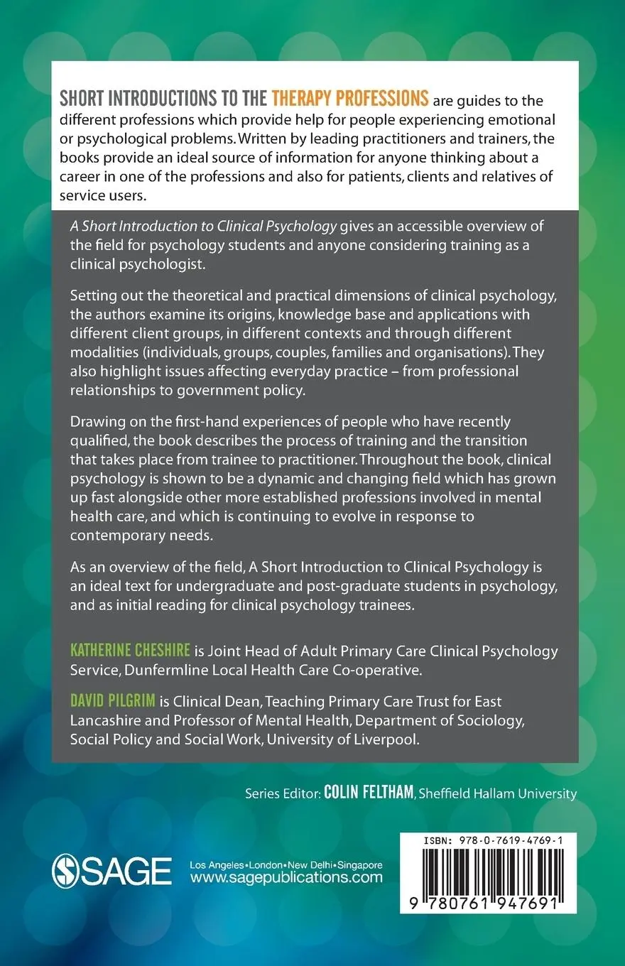 Rückseite: 9780761947691 | A Short Introduction to Clinical Psychology | Cheshire (u. a.) | Buch