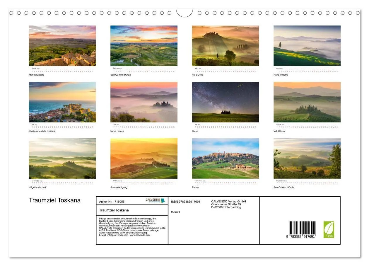 Bild: 9783383917691 | Traumziel Toskana (Wandkalender 2025 DIN A3 quer), CALVENDO...