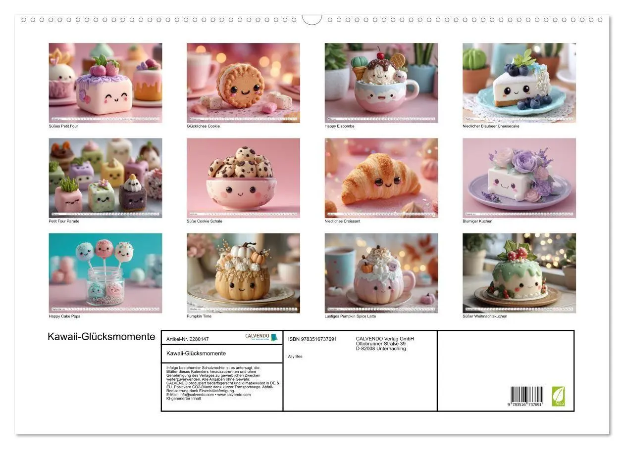 Bild: 9783516737691 | Kawaii-Glücksmomente (Wandkalender 2026 DIN A2 quer), CALVENDO...