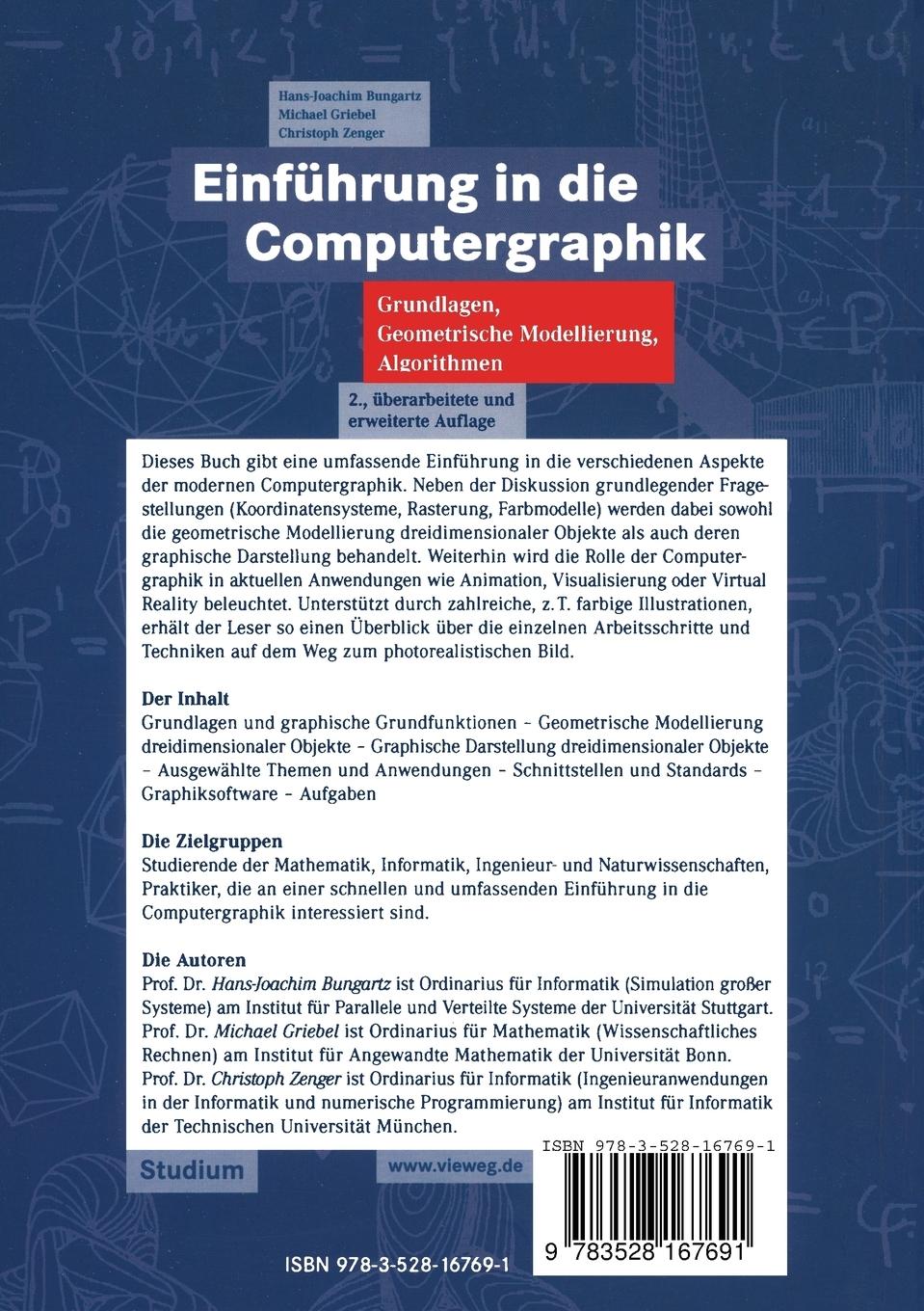 Rückseite: 9783528167691 | Einführung in die Computergraphik | Hans-Joachim Bungartz (u. a.)