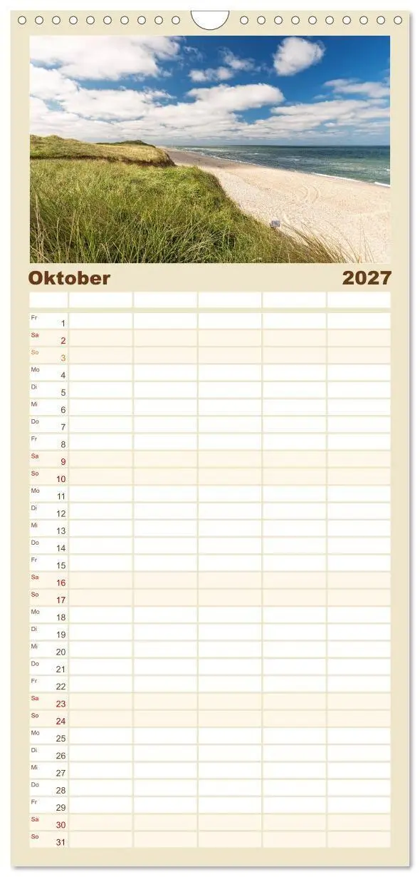 Bild: 9783594337691 | Familienplaner 2027 - Sehnsucht Sylt mit 5 Spalten (Wandkalender,...