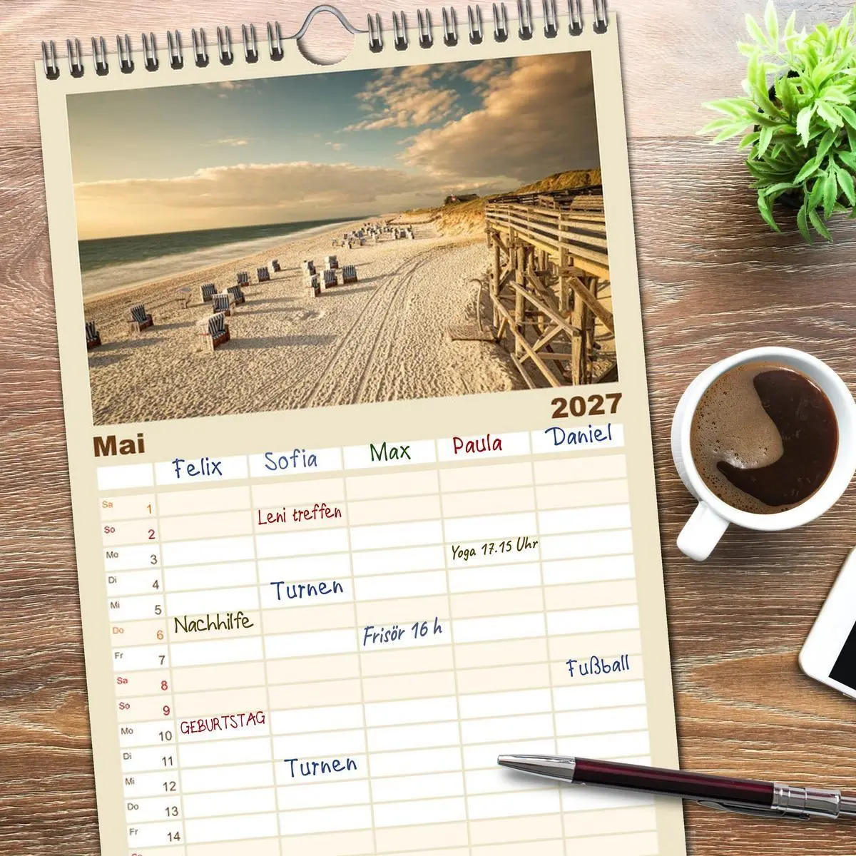 Bild: 9783594337691 | Familienplaner 2027 - Sehnsucht Sylt mit 5 Spalten (Wandkalender,...