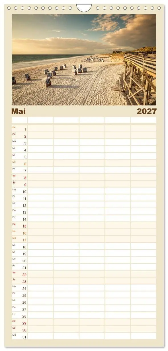 Bild: 9783594337691 | Familienplaner 2027 - Sehnsucht Sylt mit 5 Spalten (Wandkalender,...