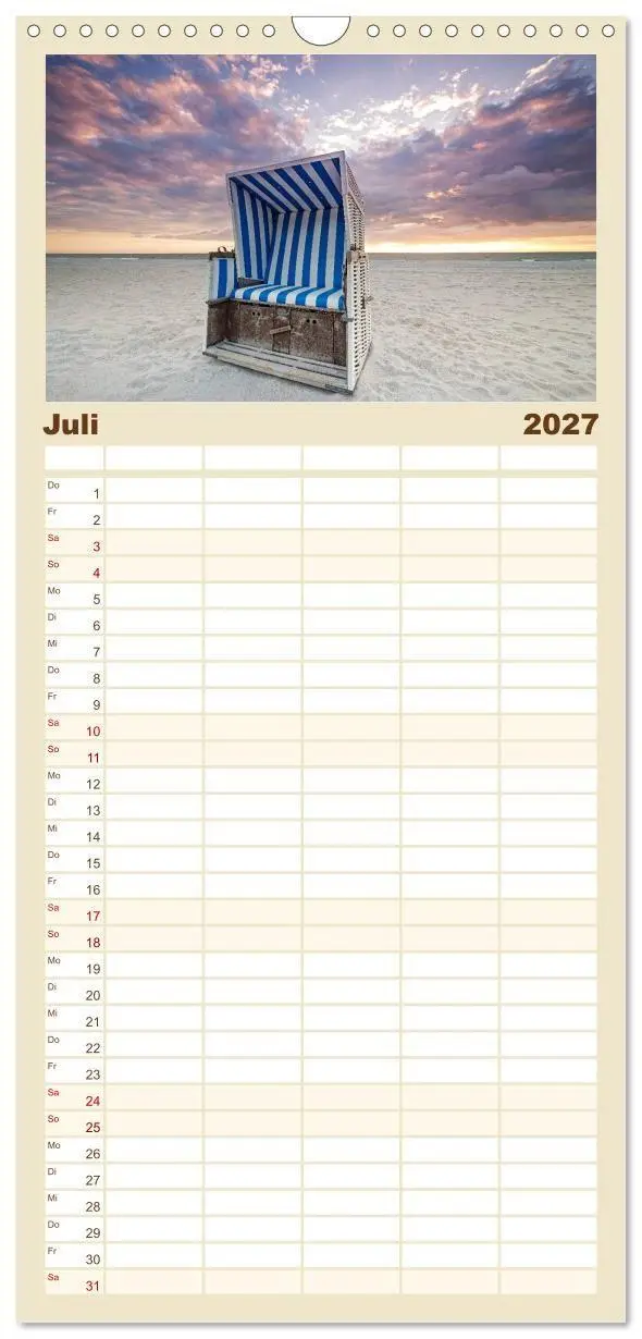 Bild: 9783594337691 | Familienplaner 2027 - Sehnsucht Sylt mit 5 Spalten (Wandkalender,...