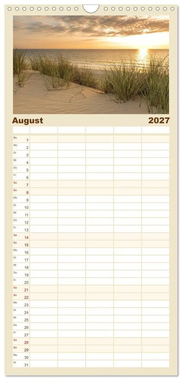 Bild: 9783594337691 | Familienplaner 2027 - Sehnsucht Sylt mit 5 Spalten (Wandkalender,...