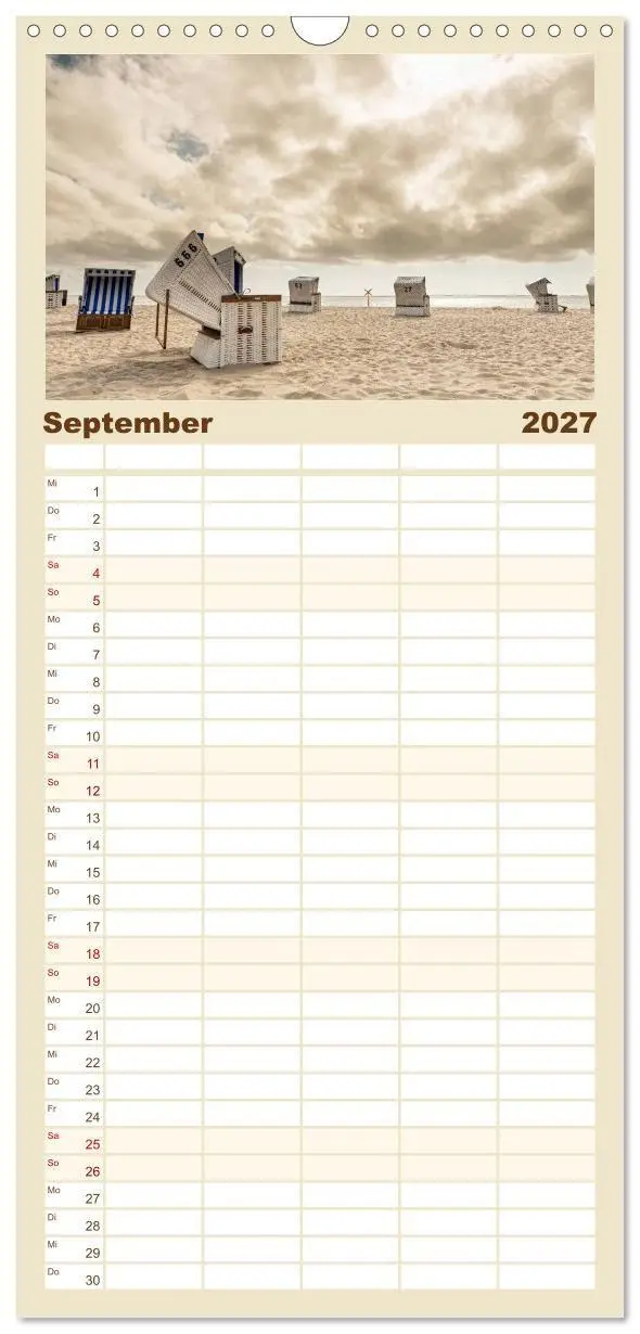 Bild: 9783594337691 | Familienplaner 2027 - Sehnsucht Sylt mit 5 Spalten (Wandkalender,...