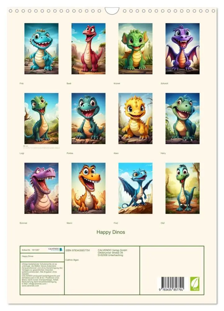 Bild: 9783435857791 | Happy Dinos (Wandkalender 2025 DIN A3 hoch), CALVENDO Monatskalender