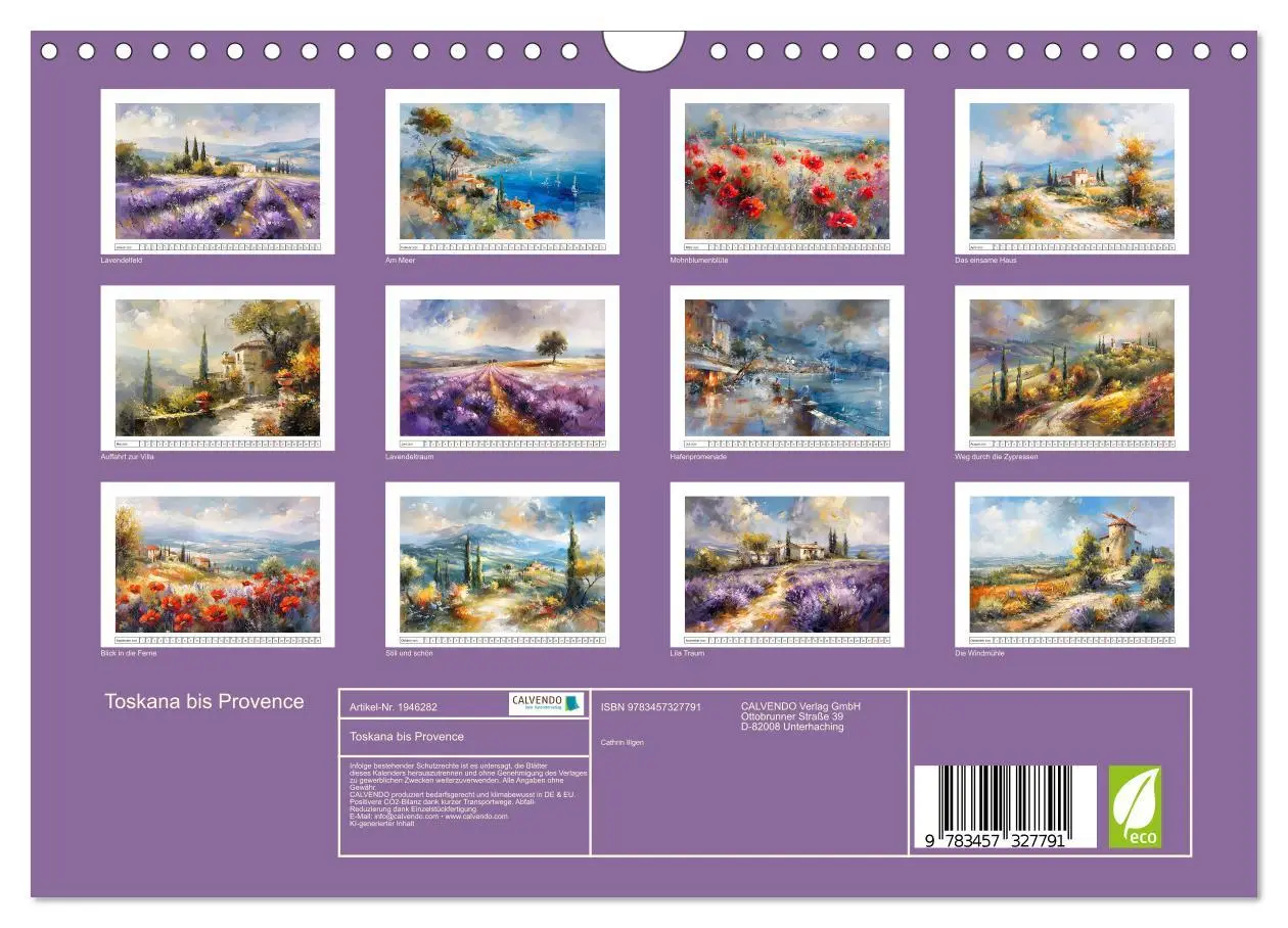 Bild: 9783457327791 | Toskana bis Provence (Wandkalender 2026 DIN A4 quer), CALVENDO...
