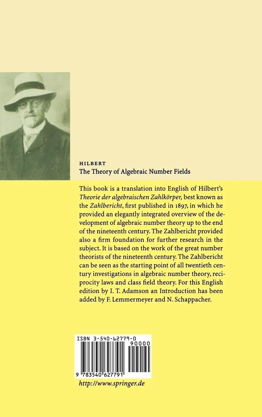 Rückseite: 9783540627791 | The Theory of Algebraic Number Fields | David Hilbert | Buch | xxxvi