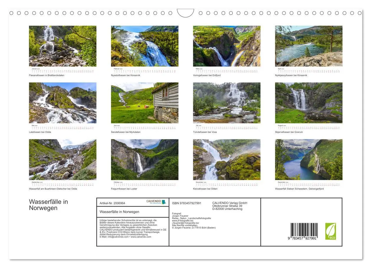 Bild: 9783457927991 | Wasserfälle in Norwegen (Wandkalender 2026 DIN A3 quer), CALVENDO...