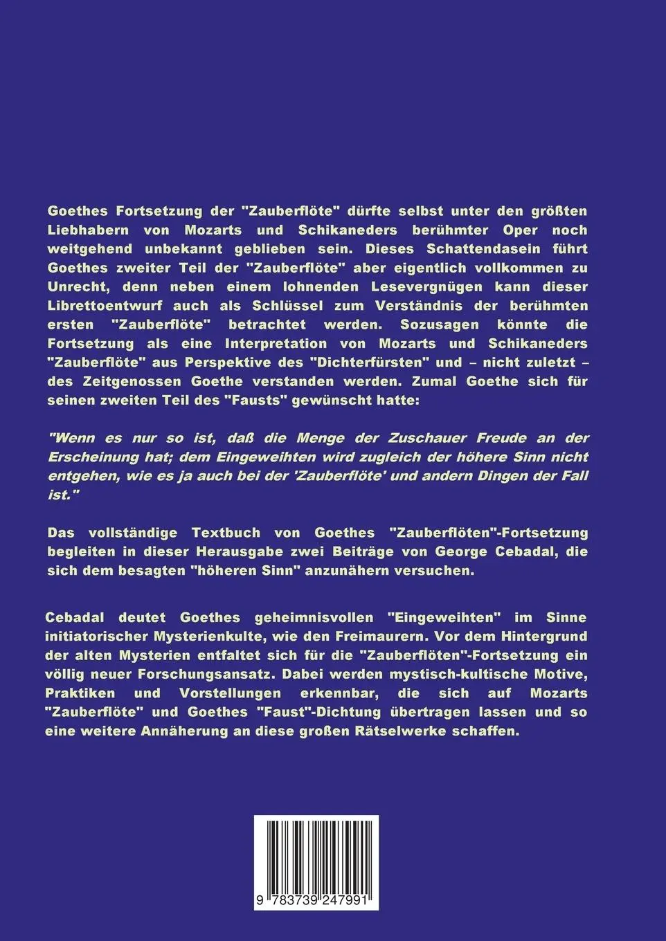 Rückseite: 9783739247991 | Goethes: Die Zauberflöte II | Johann Wolfgang von Goethe | Taschenbuch