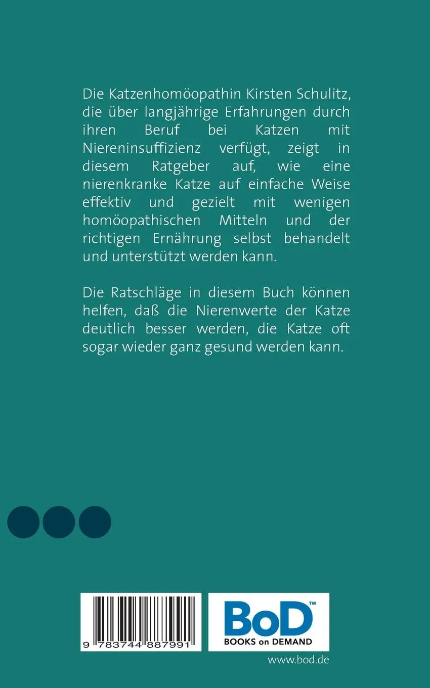 Rückseite: 9783744887991 | Niereninsuffizienz bei Katzen | Kirsten Schulitz | Taschenbuch | 44 S.