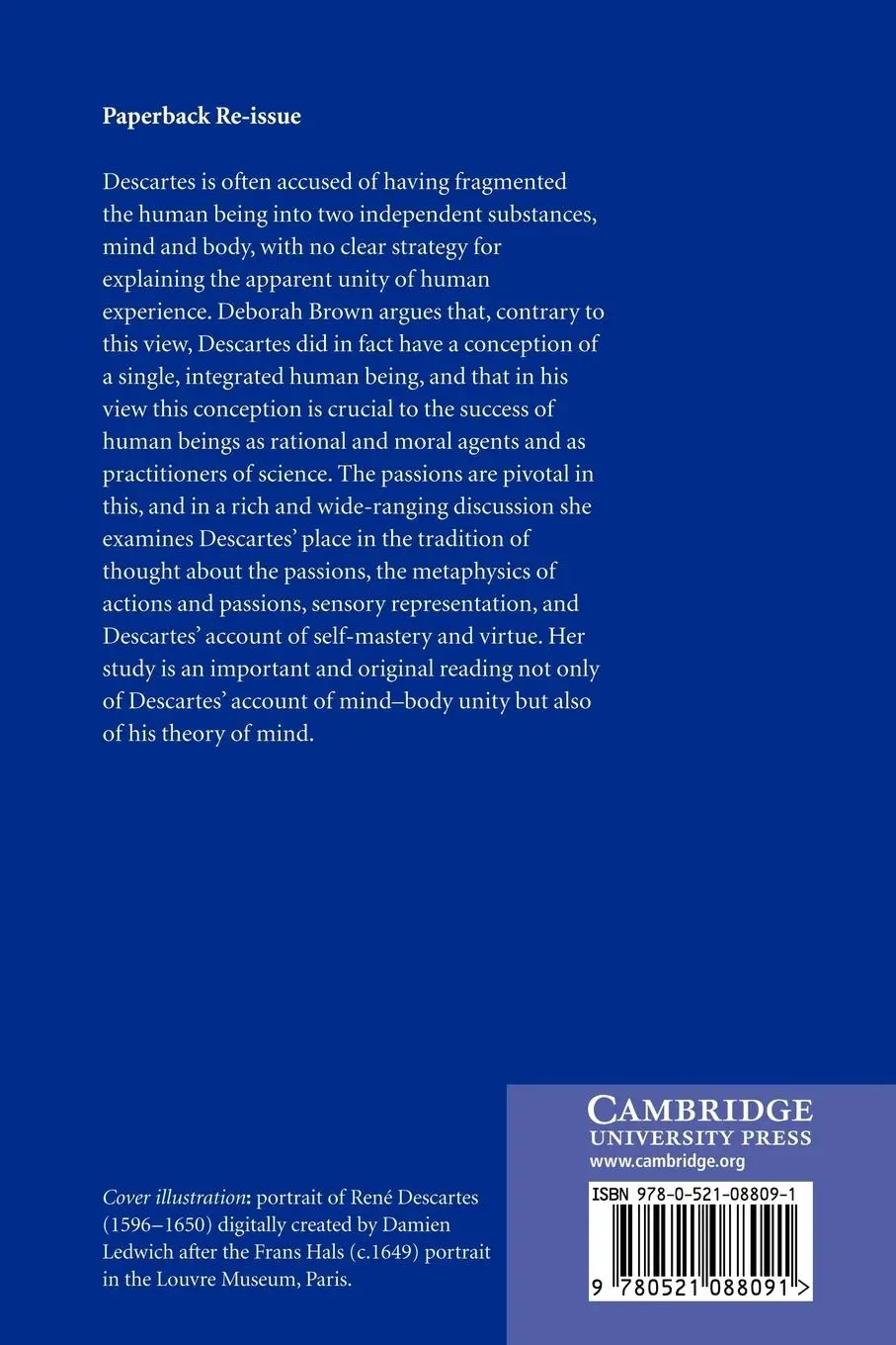 Rückseite: 9780521088091 | Descartes and the Passionate Mind | Deborah J. Brown | Taschenbuch