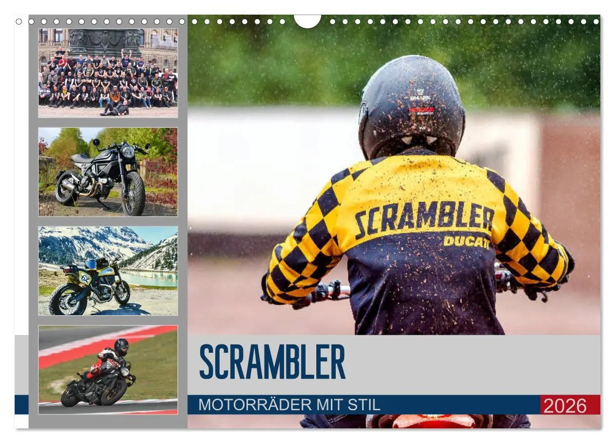 Cover: 9783457748091 | Scrambler Motorräder mit Stil (Wandkalender 2026 DIN A3 quer),...
