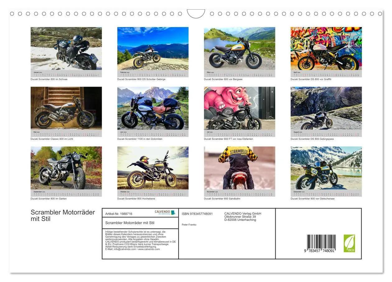 Bild: 9783457748091 | Scrambler Motorräder mit Stil (Wandkalender 2026 DIN A3 quer),...