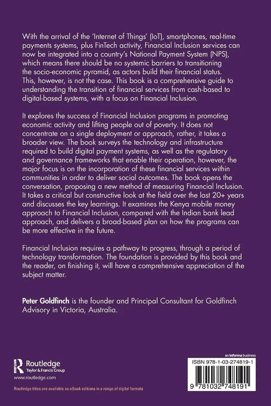 Rückseite: 9781032748191 | Digital Financial Inclusion | Peter Goldfinch | Taschenbuch | Englisch