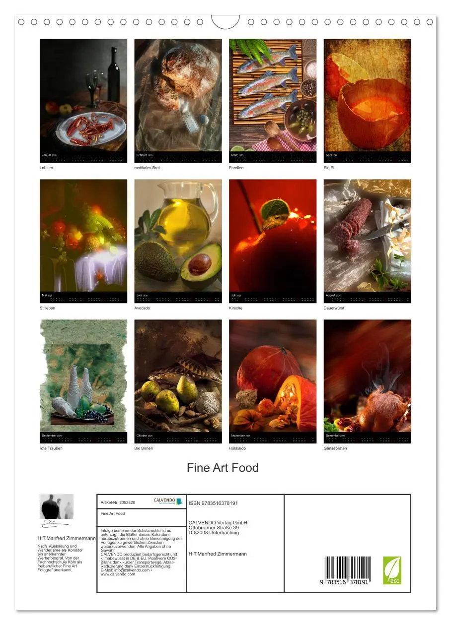 Bild: 9783516378191 | Fine Art Food (Wandkalender 2026 DIN A3 hoch), CALVENDO Monatskalender