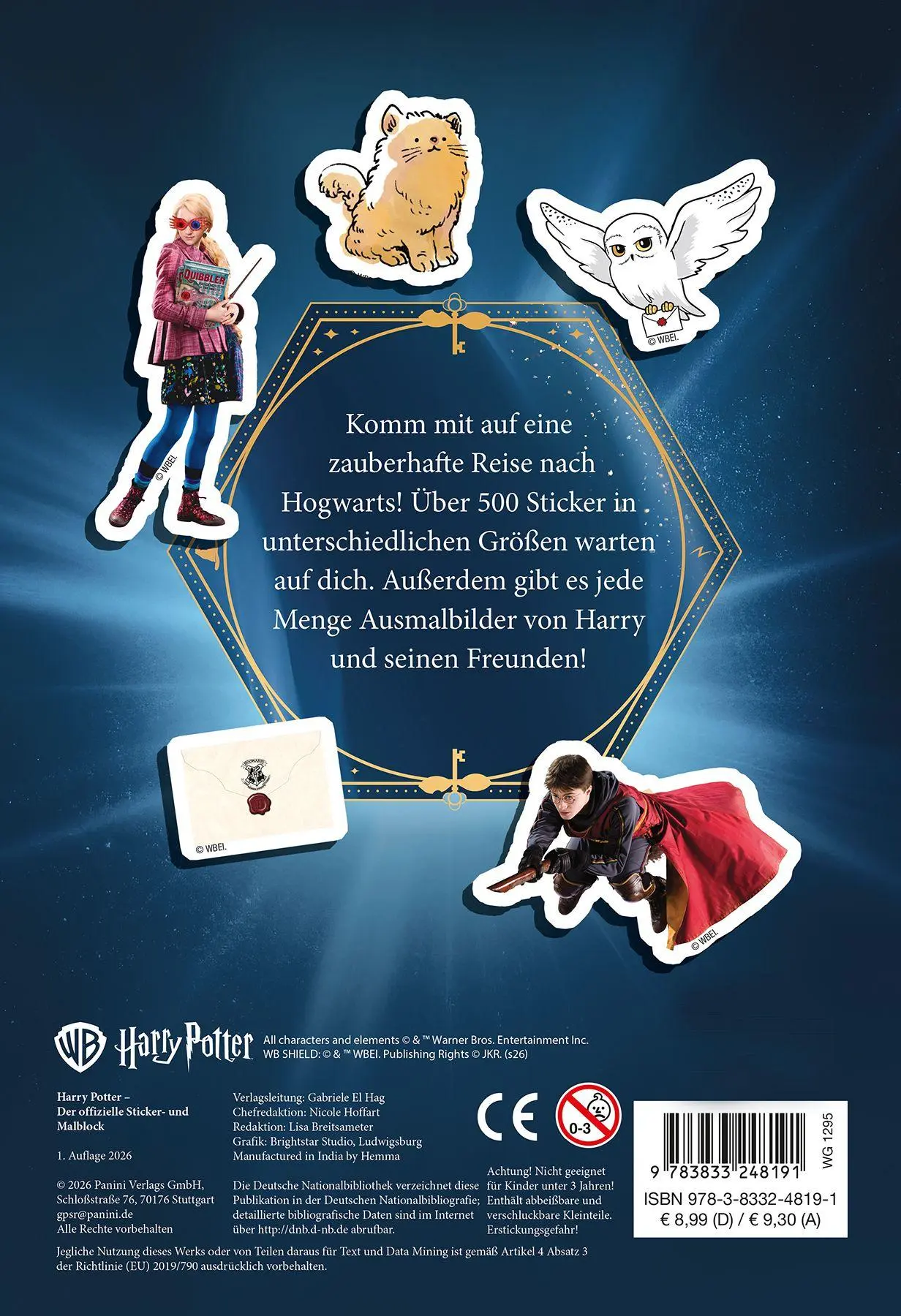 Rückseite: 9783833248191 | Harry Potter: Der offizielle Sticker- und Malblock | Panini | Buch