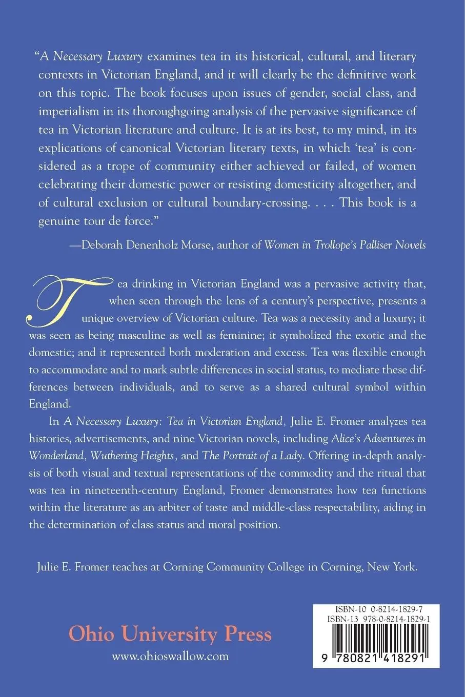 Rückseite: 9780821418291 | A Necessary Luxury | Tea in Victorian England | Julie E. Fromer | Buch