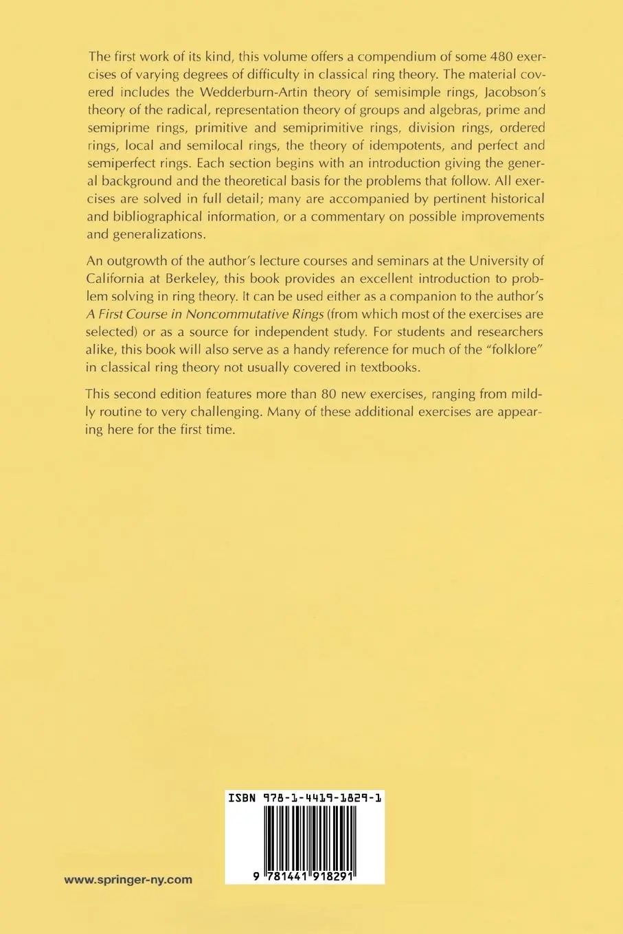 Rückseite: 9781441918291 | Exercises in Classical Ring Theory | T. Y. Lam | Taschenbuch | xx