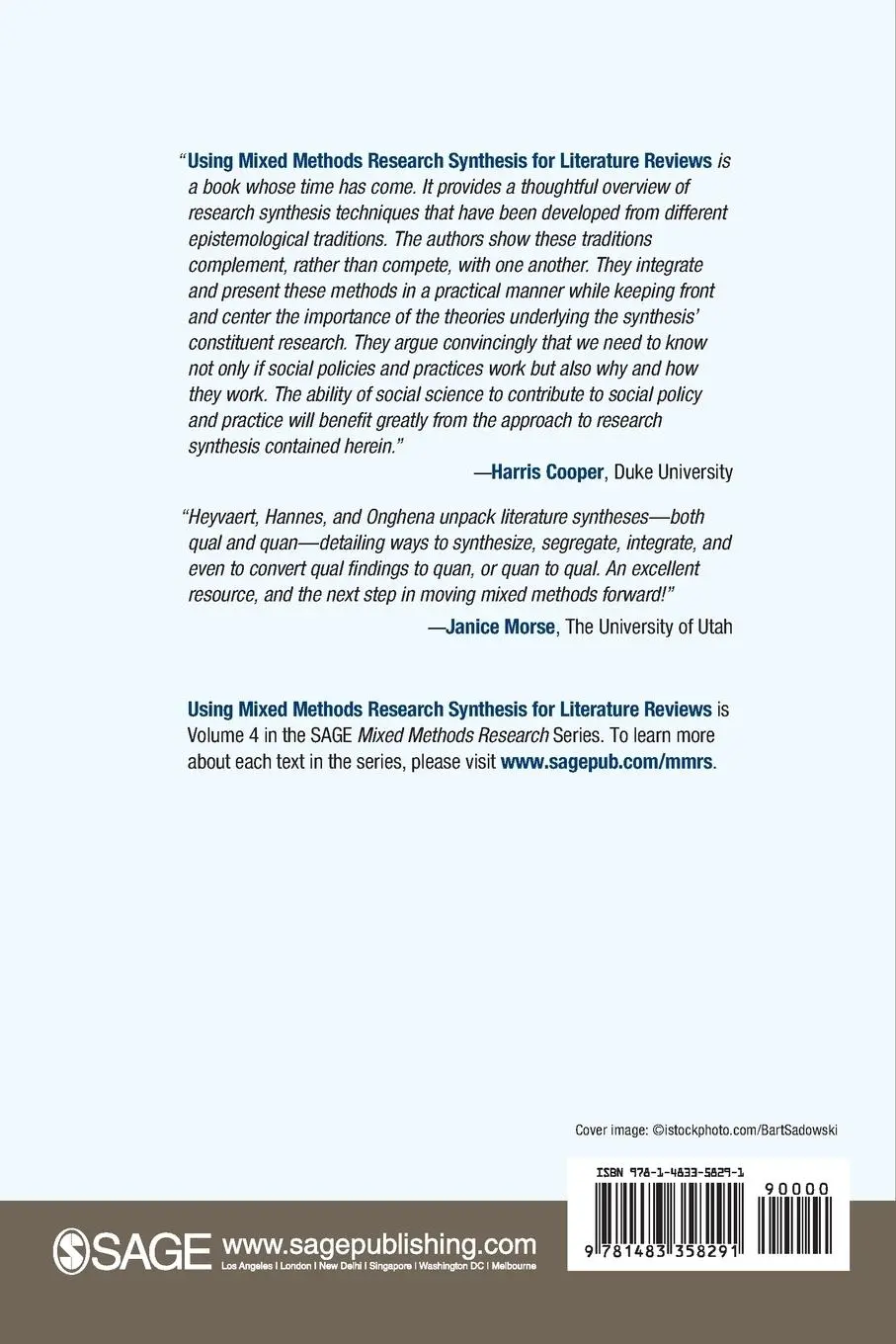 Rückseite: 9781483358291 | Using Mixed Methods Research Synthesis for Literature Reviews | Buch
