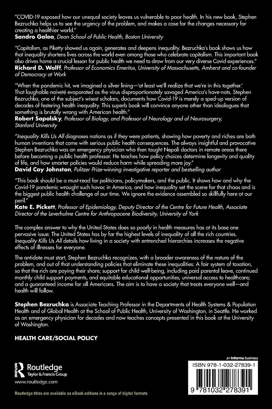 Rückseite: 9781032278391 | Inequality Kills Us All | COVID-19's Health Lessons for the World