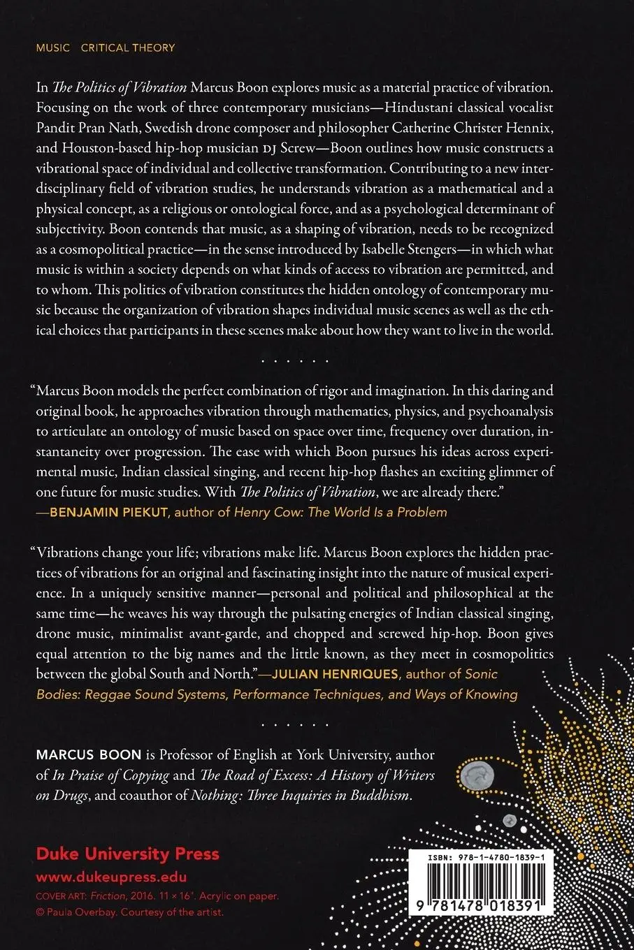 Rückseite: 9781478018391 | The Politics of Vibration | Music as a Cosmopolitical Practice | Boon