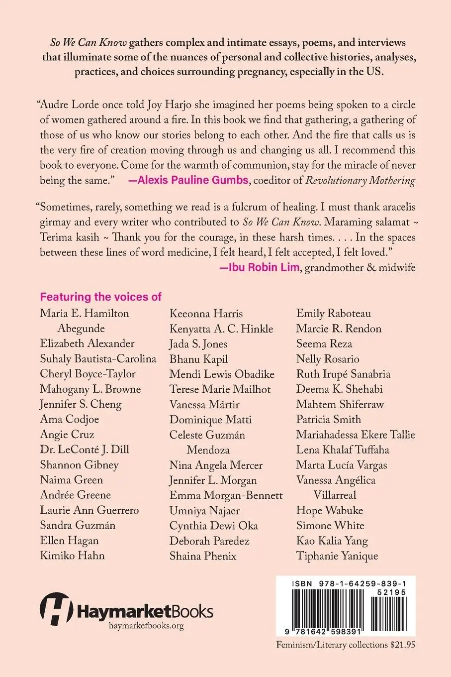 Rückseite: 9781642598391 | So We Can Know | Writers of Color on Pregnancy | Aracelis Girmay