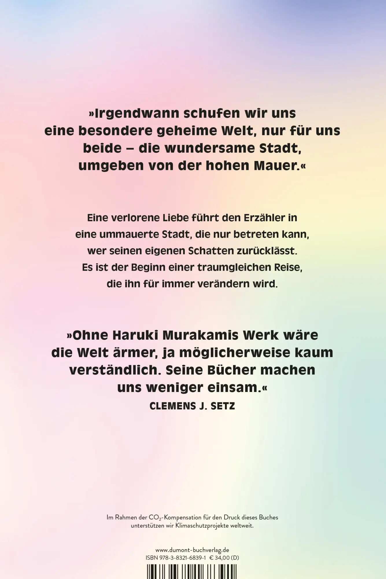 Rückseite: 9783832168391 | Die Stadt und ihre ungewisse Mauer | Roman | Haruki Murakami | Buch