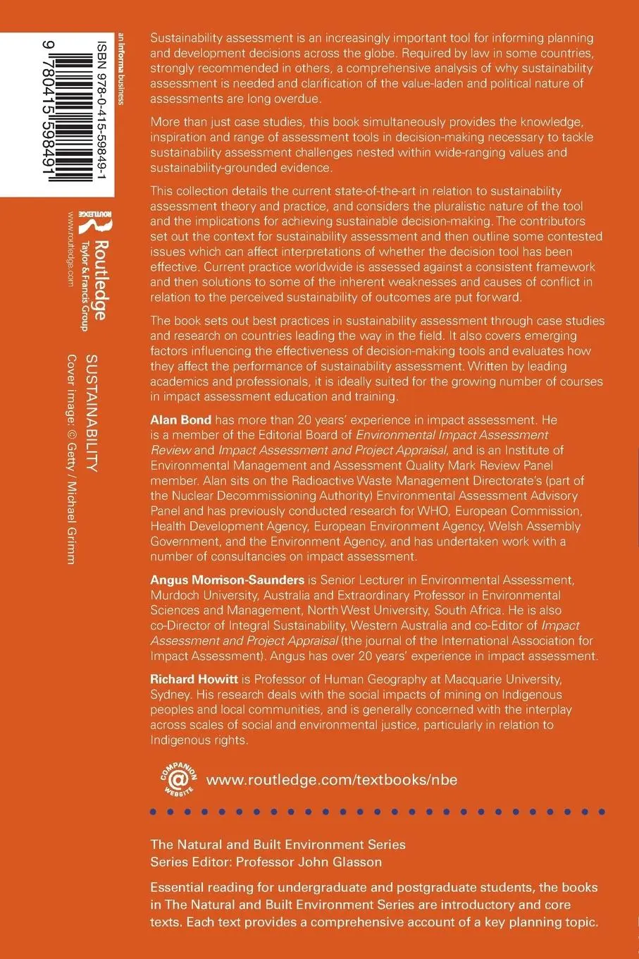 Rückseite: 9780415598491 | Sustainability Assessment | Pluralism, practice and progress | Buch
