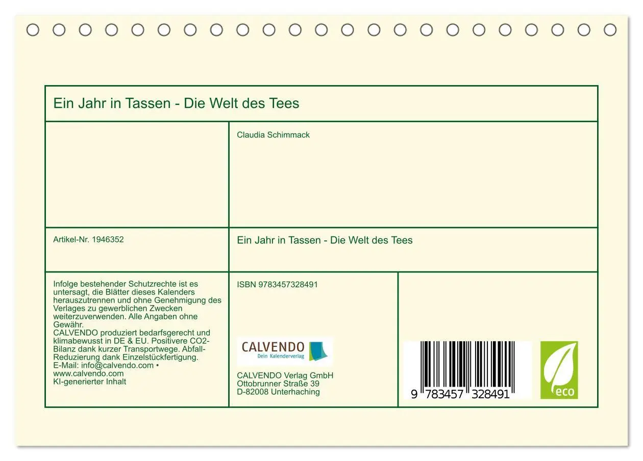 Bild: 9783457328491 | Ein Jahr in Tassen - Die Welt des Tees (Tischkalender 2026 DIN A5...