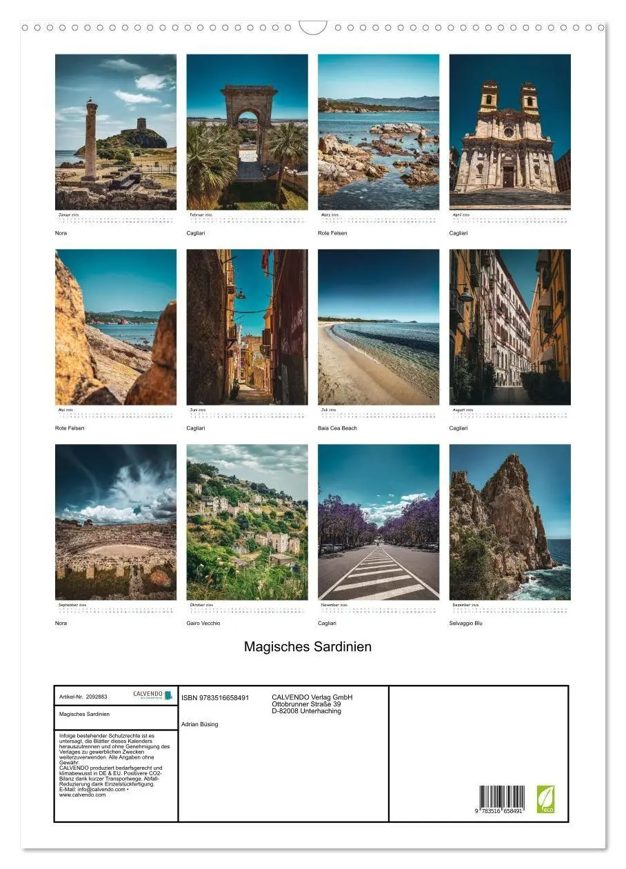 Bild: 9783516658491 | Magisches Sardinien (Wandkalender 2026 DIN A2 hoch), CALVENDO...