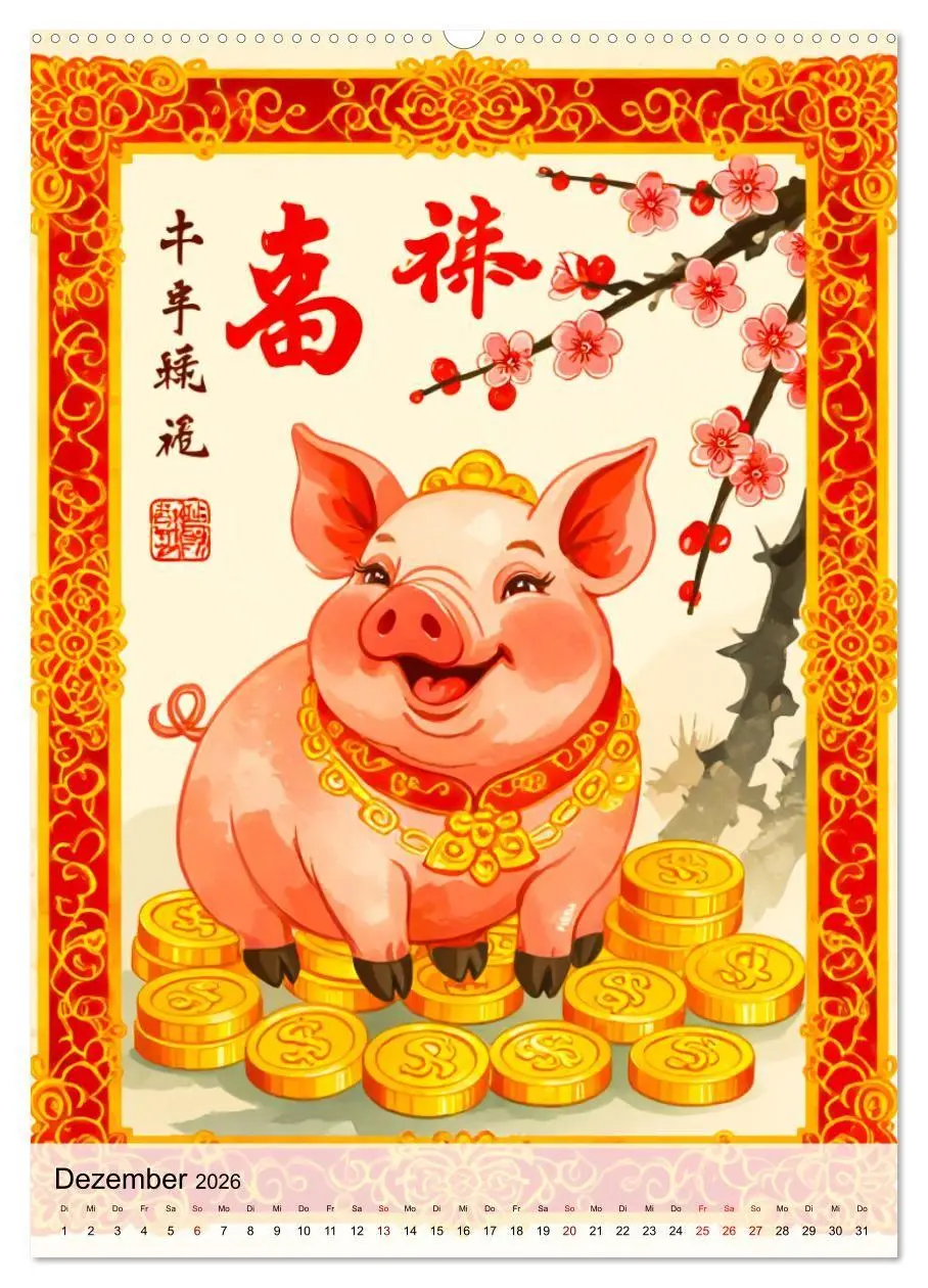 Bild: 9783516728491 | Die 12 chinesischen Tierkreiszeichen (Wandkalender 2026 DIN A2...