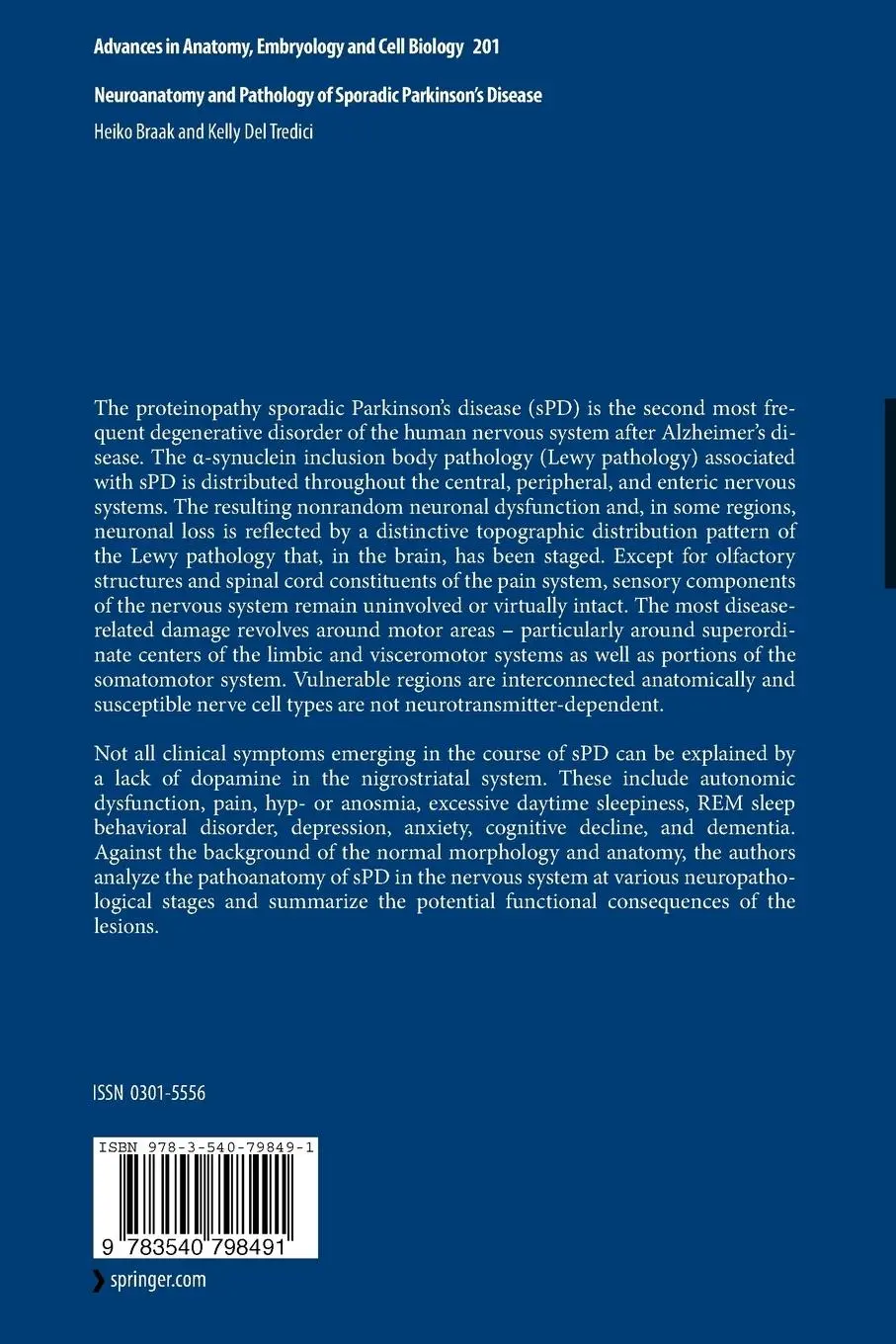 Rückseite: 9783540798491 | Neuroanatomy and Pathology of Sporadic Parkinson's Disease | Buch
