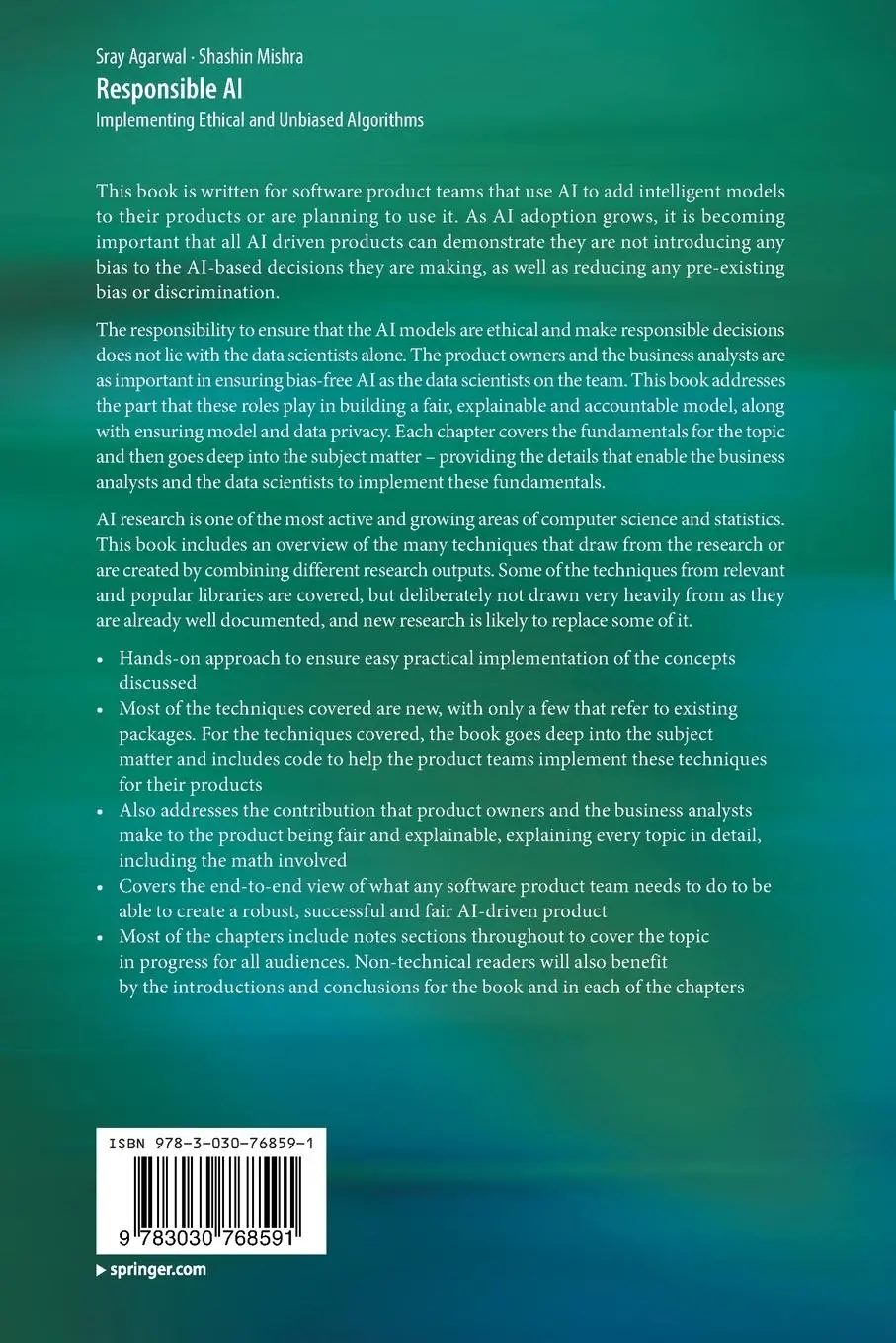 Rückseite: 9783030768591 | Responsible AI | Implementing Ethical and Unbiased Algorithms | Buch