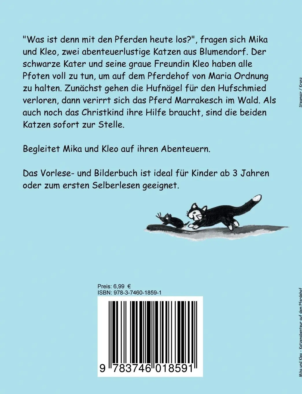Rückseite: 9783746018591 | Mika und Kleo | Katzenabenteuer auf dem Pferdehof | Sybille Stegmair