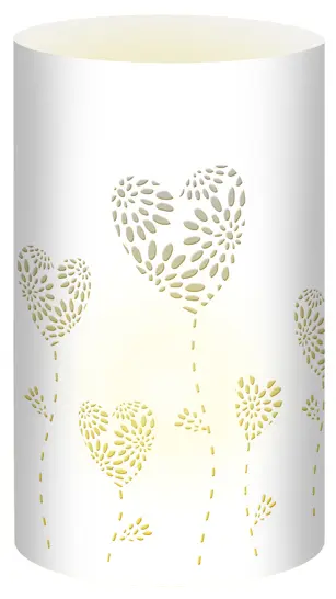URSUS 5 Silhouetten-Tischlichter "Filigrano - Herzblumen", weiß