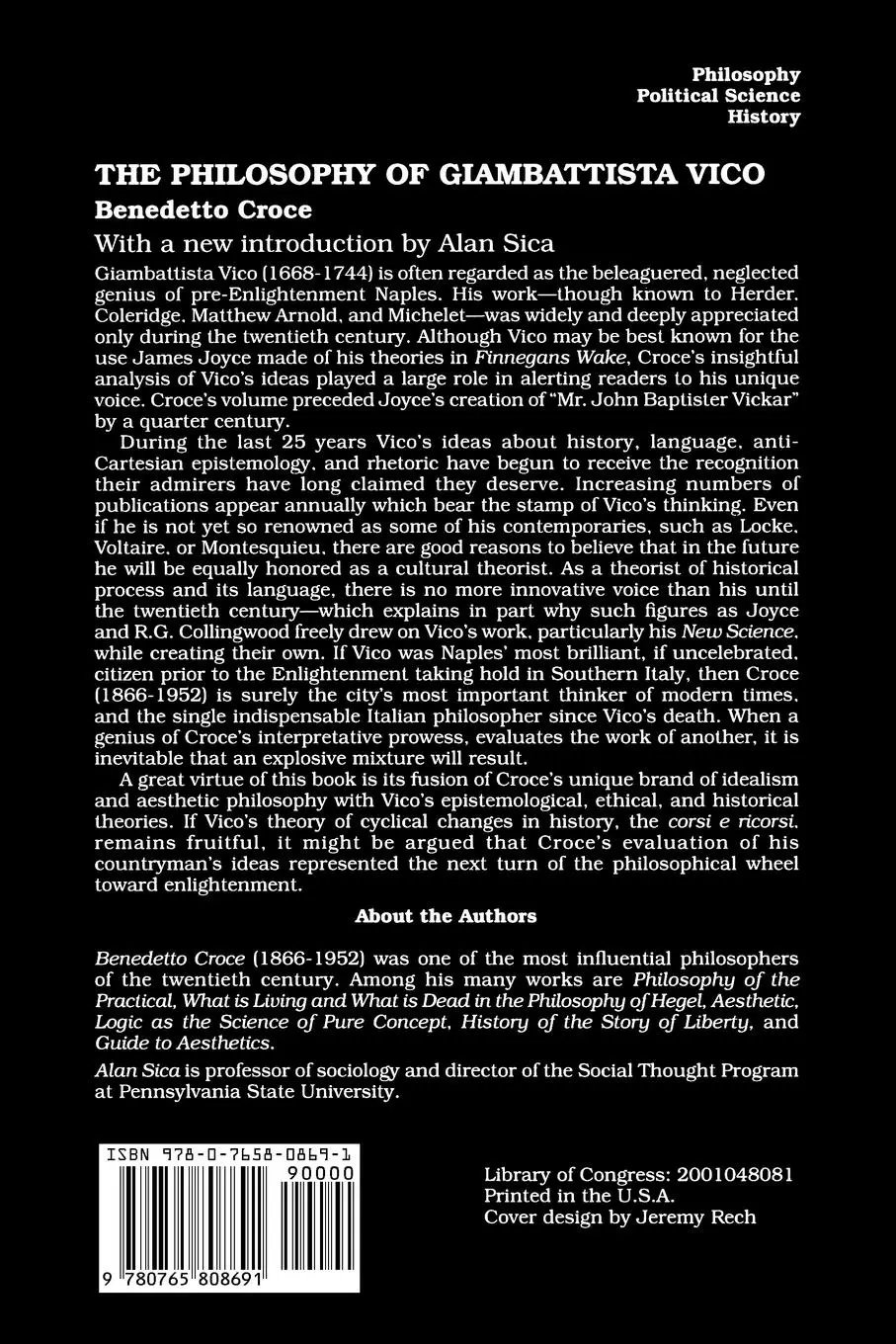 Rückseite: 9780765808691 | The Philosophy of Giambattista Vico | Benedetto Croce | Taschenbuch