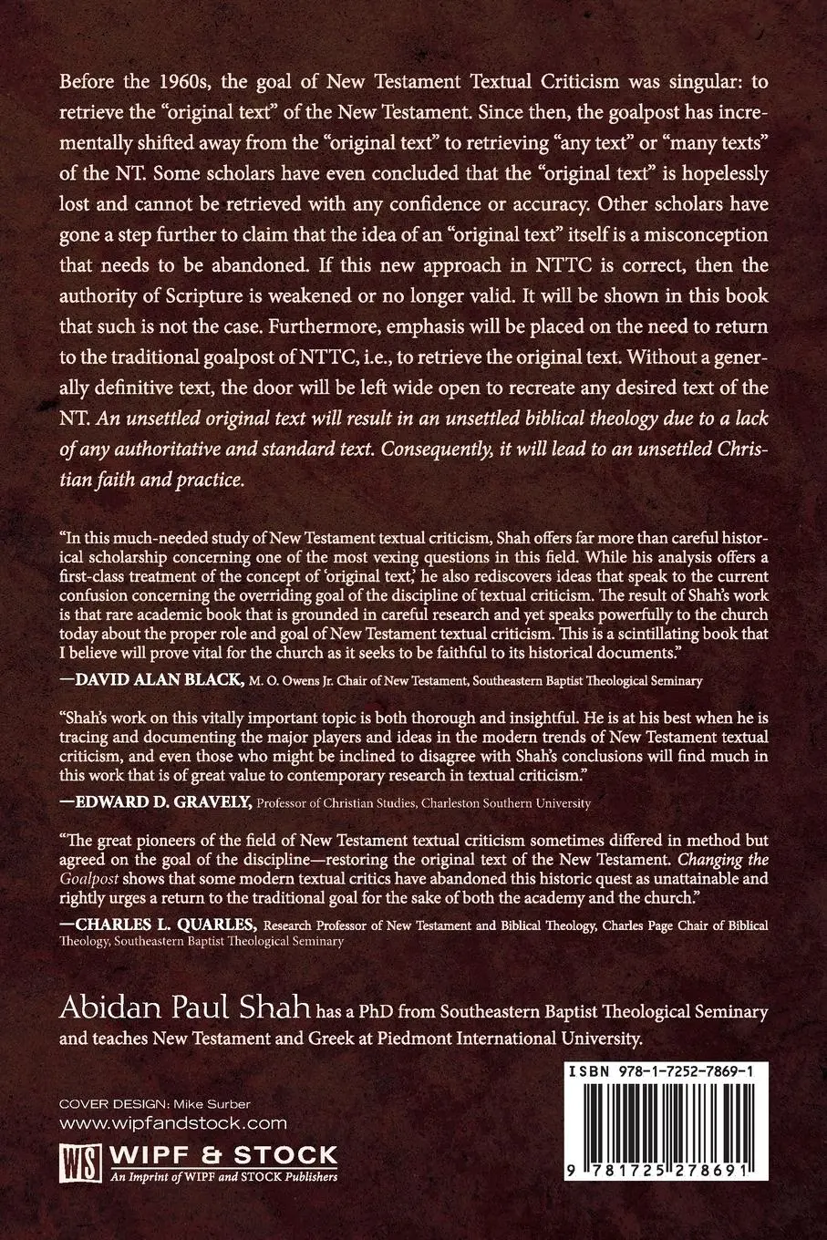 Rückseite: 9781725278691 | Changing the Goalpost of New Testament Textual Criticism | Shah | Buch