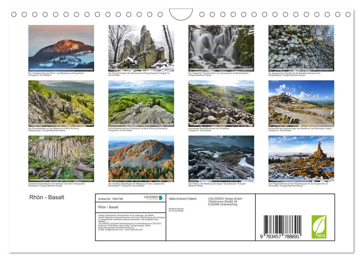 Bild: 9783457788691 | Rhön - Basalt (Wandkalender 2026 DIN A4 quer), CALVENDO Monatskalender