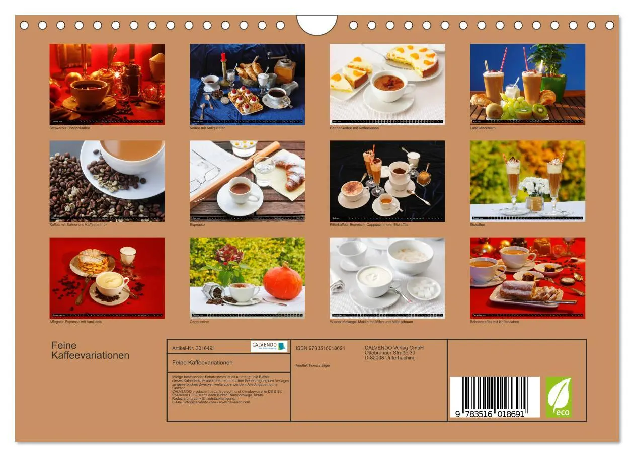 Bild: 9783516018691 | Feine Kaffeevariationen (Wandkalender 2026 DIN A4 quer), CALVENDO...