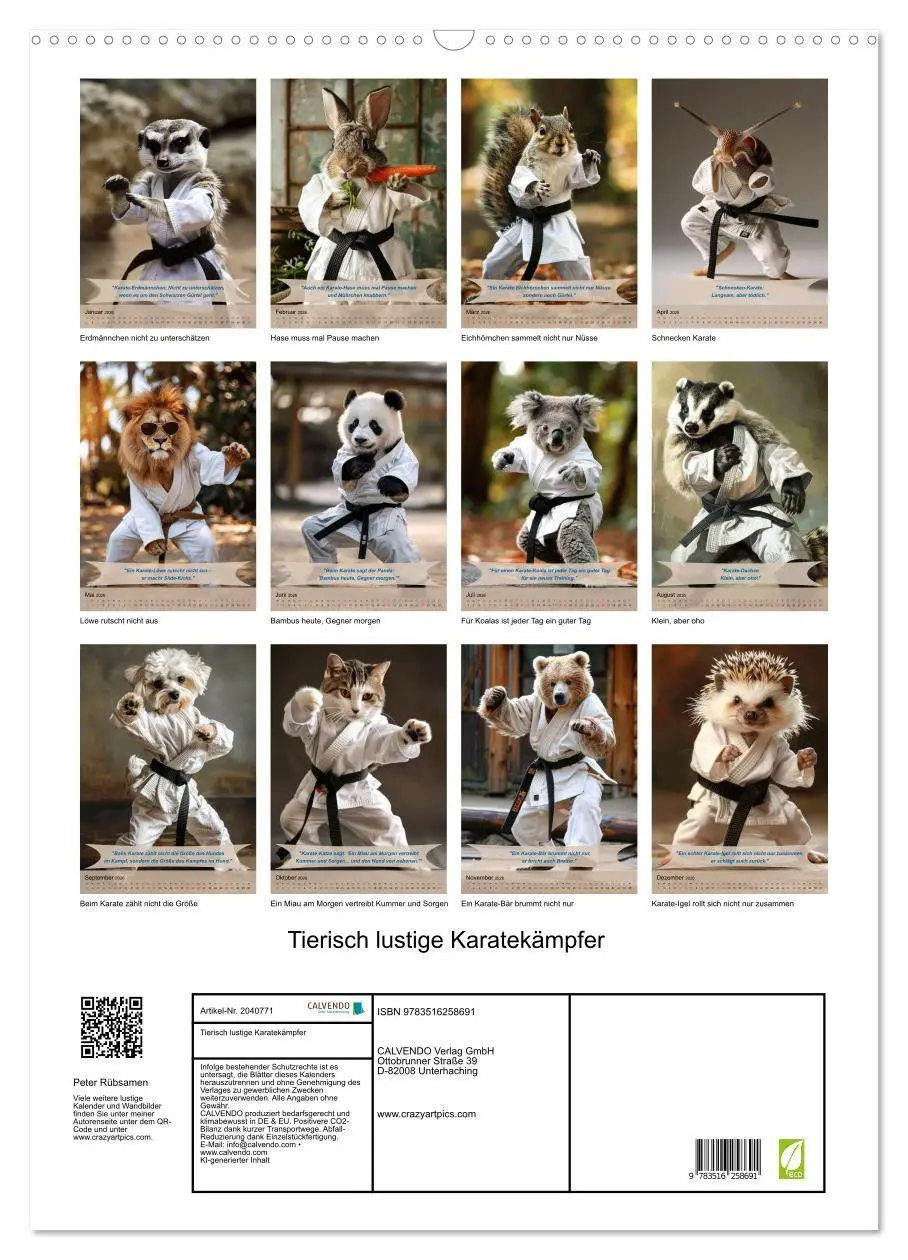 Bild: 9783516258691 | Tierisch lustige Karatekämpfer (Wandkalender 2026 DIN A2 hoch),...