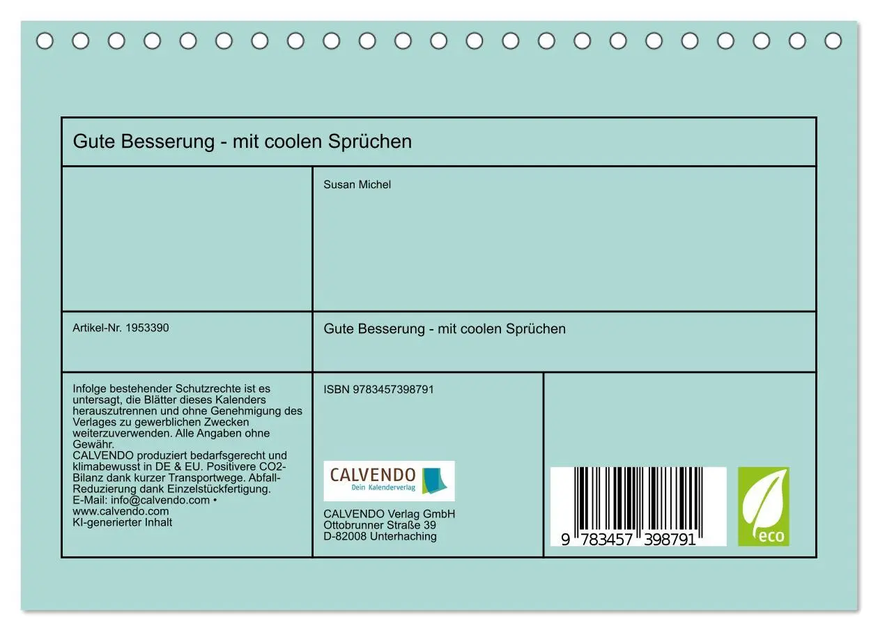 Bild: 9783457398791 | Gute Besserung - mit coolen Sprüchen (Tischkalender 2026 DIN A5...