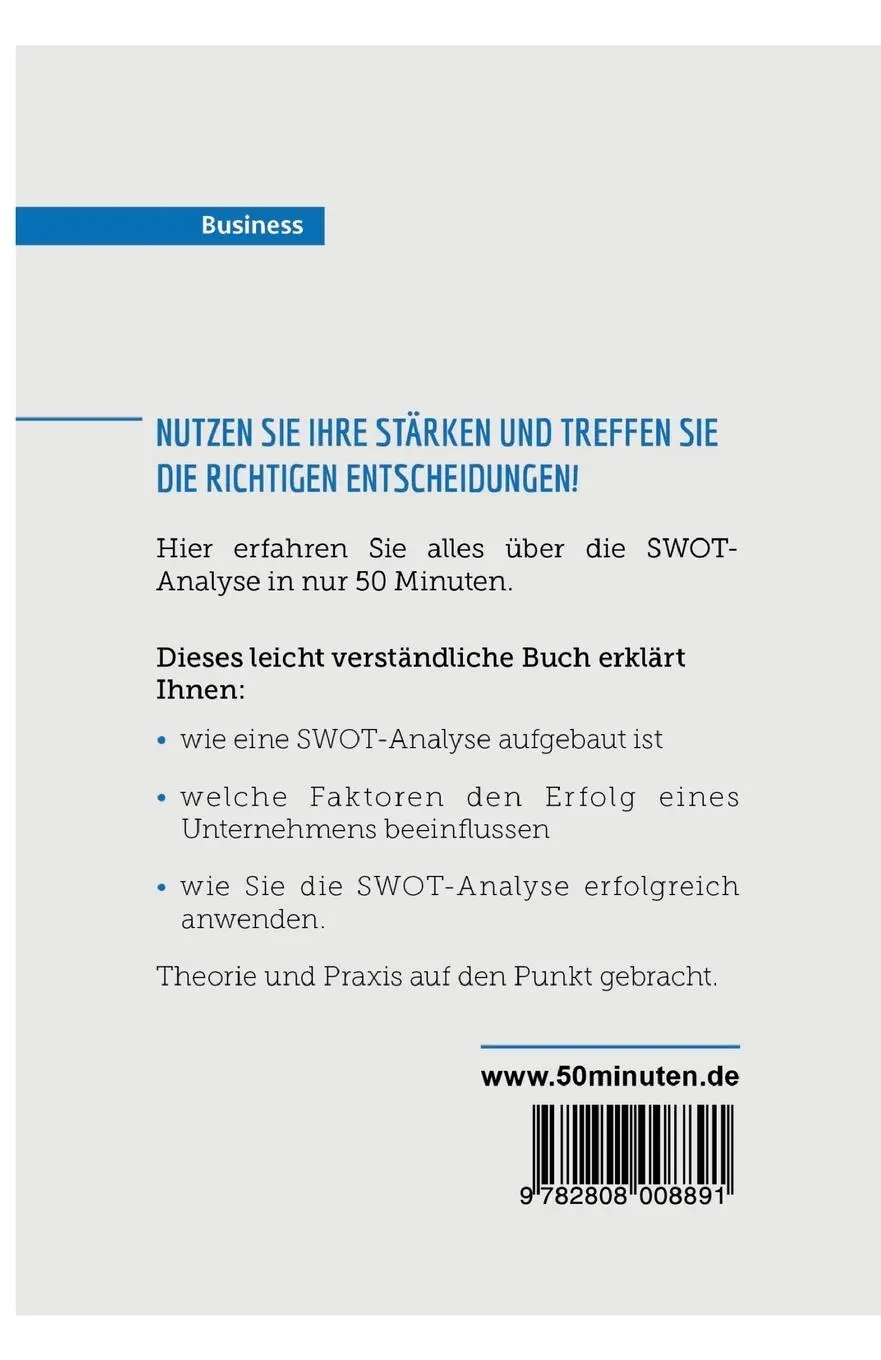 Rückseite: 9782808008891 | Die SWOT-Analyse | 50minuten | Taschenbuch | 62 S. | Deutsch | 2018