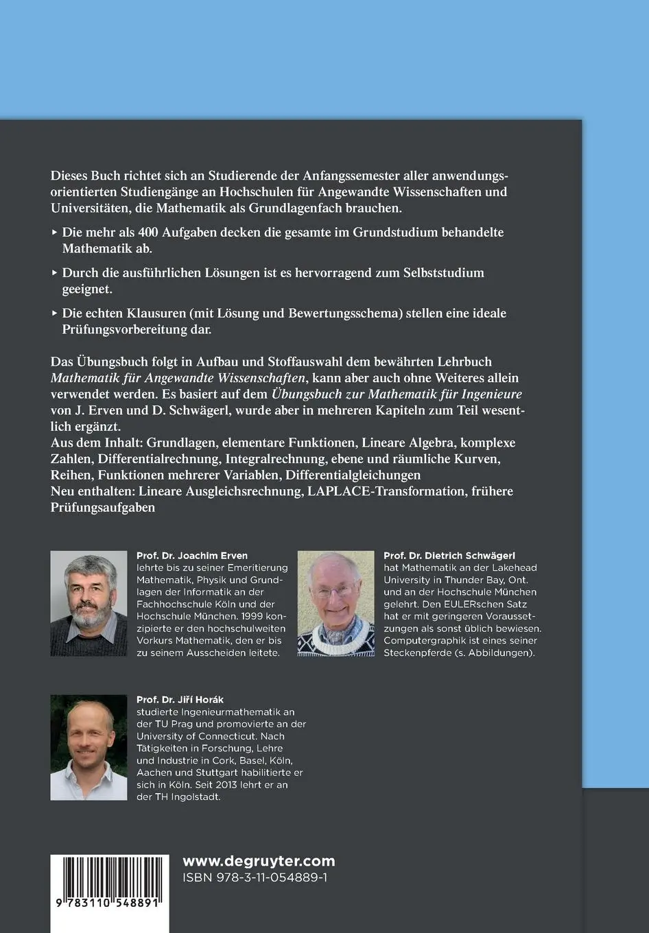 Rückseite: 9783110548891 | Mathematik für angewandte Wissenschaften | Joachim Erven (u. a.) | X