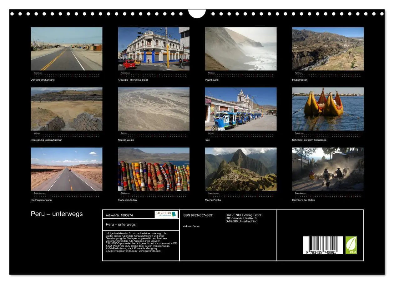 Bild: 9783435748891 | Peru - unterwegs (Wandkalender 2025 DIN A3 quer), CALVENDO...