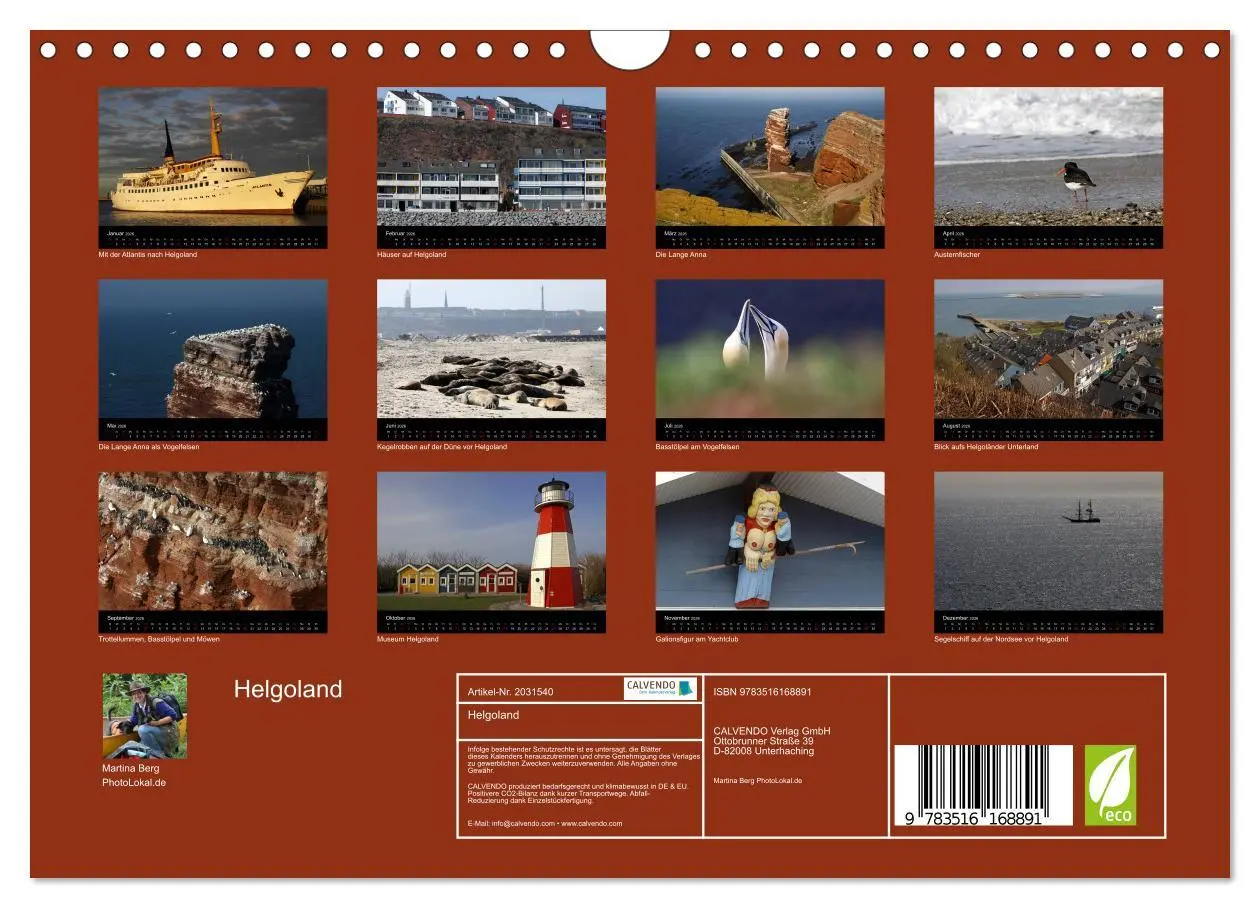 Bild: 9783516168891 | Helgoland (Wandkalender 2026 DIN A4 quer), CALVENDO Monatskalender