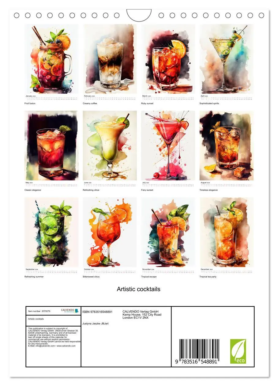 Bild: 9783516548891 | Artistic cocktails (Wall Calendar 2026 DIN A4 portrait), CALVENDO...