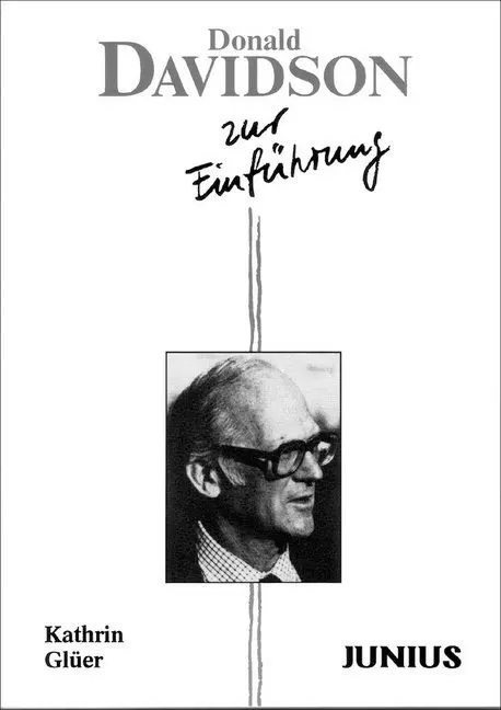 Cover: 9783885068891 | Donald Davidson zur Einführung | Kathrin Glüer | Taschenbuch | 216 S.