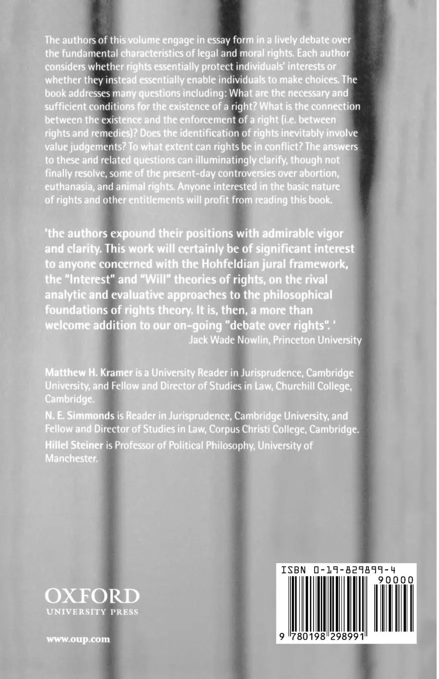 Rückseite: 9780198298991 | A Debate Over Rights | Philosophical Enquiries | Simmonds (u. a.)